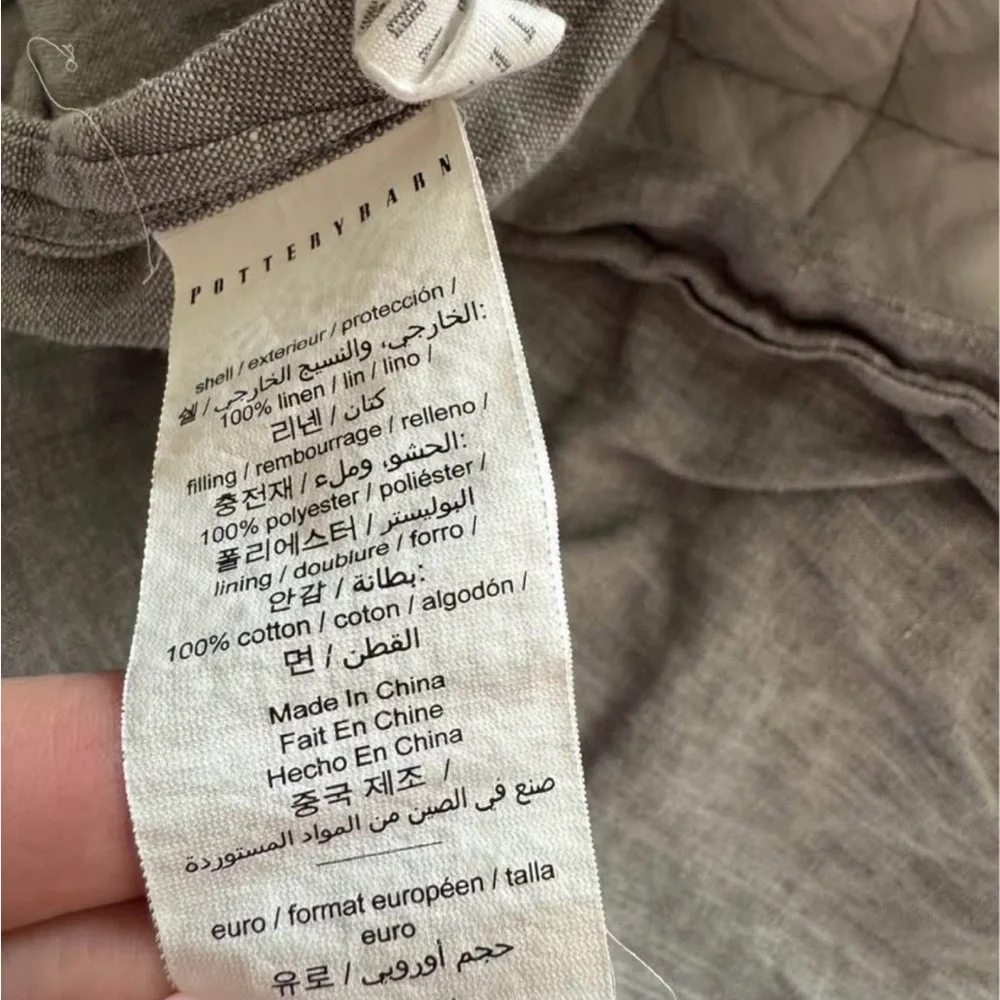 Pottery Barn Belgian Flax Linen Euro Sham in Flagstone